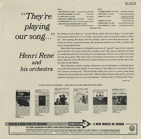 Henri Rene And His Orchestra - They're Playing Our Song