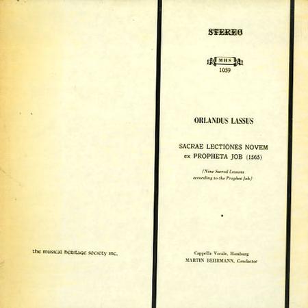 Behrmann, Cappella Vocale Hamburg - Lassus: Sacrae Lectiones Novem ex Propheta Job