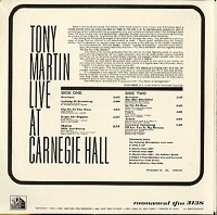 Tony Martin - Live At Carnegie Hall -  Sealed Out-of-Print Vinyl Record
