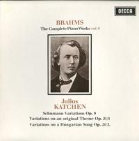 Julius Katchen - Brahms: The Complete Piano Works Vol. 6 -  Preowned Vinyl Record