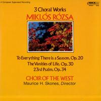 Skones, Choir Of The West - Rozsa: 3 Choral Works -  Preowned Vinyl Record