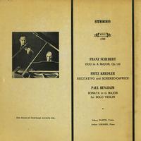 Sidney Harth and Arthur Loesser - Schubert: Duo in A major etc.