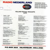 Various Artists - Holland Festival Highlights 1977