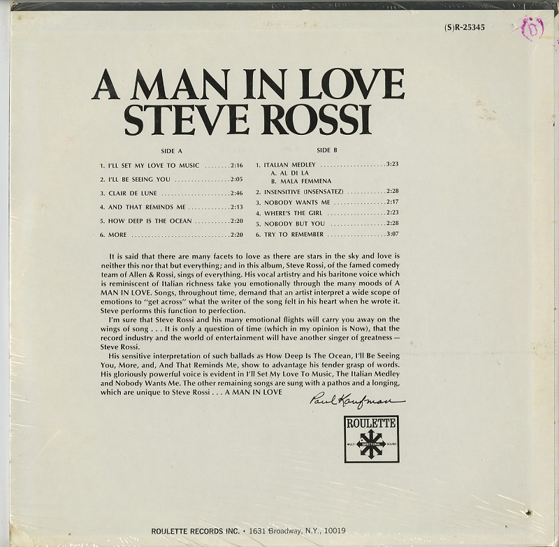 Steve Rossi - A Man In Love